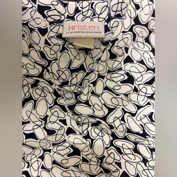 Gorgeous navy and white mod design vintage Kristen dress - Picture 4 of 8